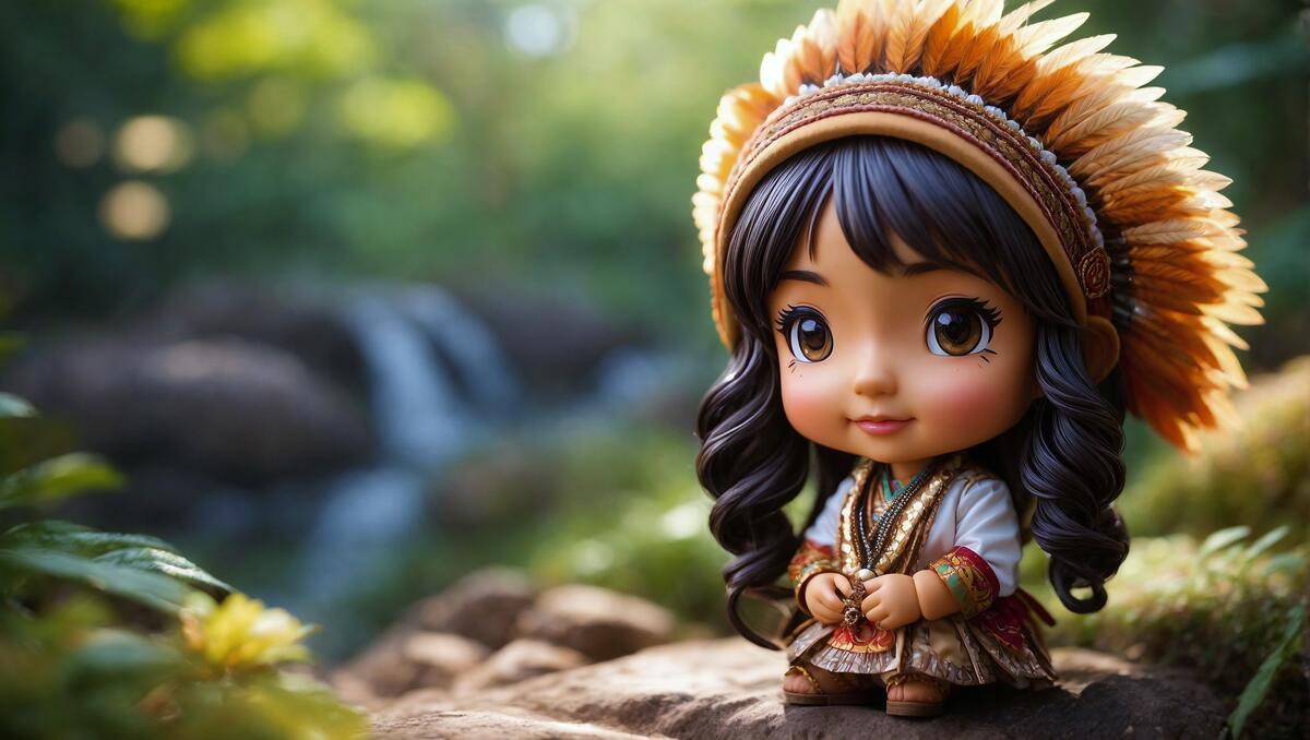 A little doll sits on top of a cliff
