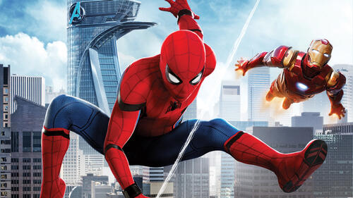 A picture of spider-man and iron man