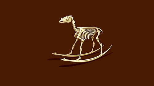 Детская качалка скелет лошади на коричневом фоне