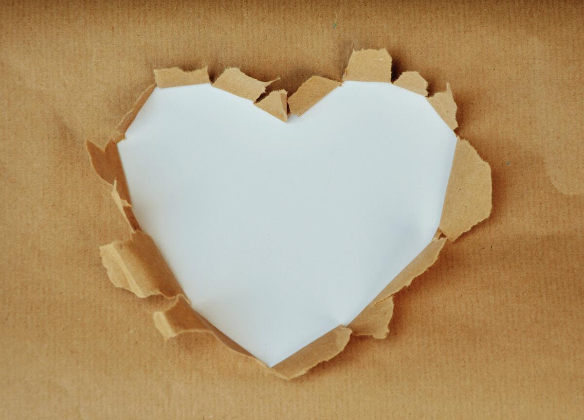 Heart cut out of paper
