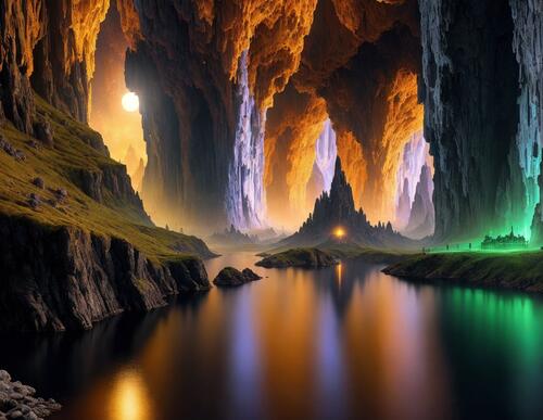 Фантастическая пещера у воды