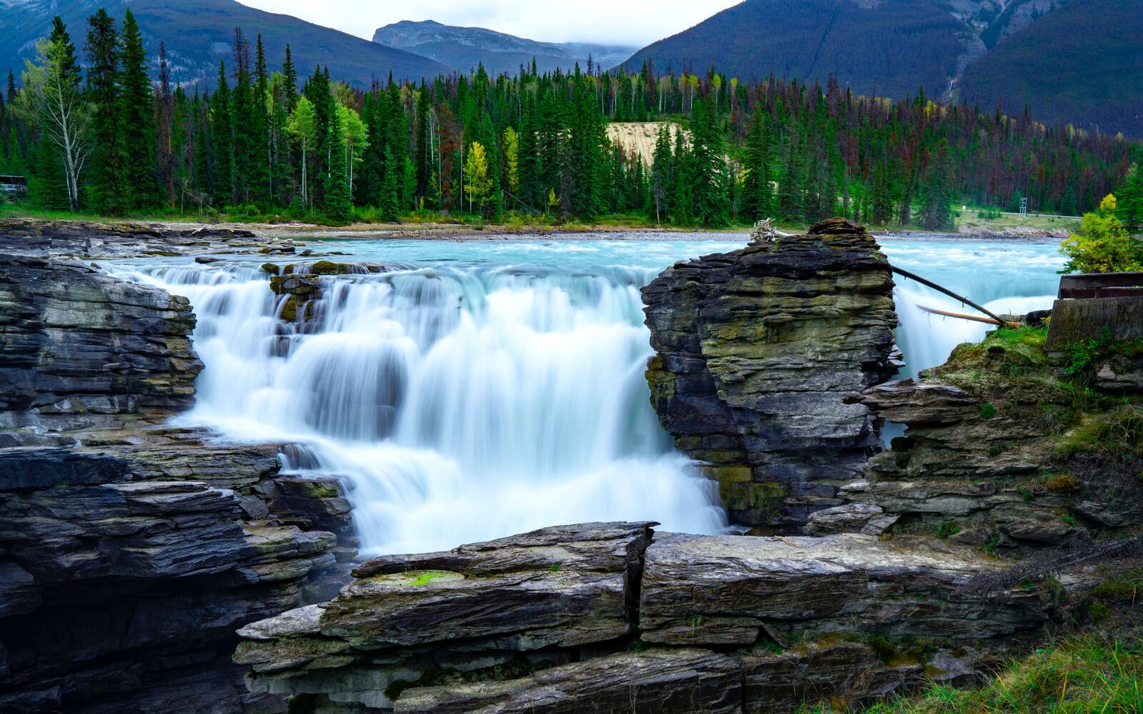 Бесплатное фото Водопад омывает скалы