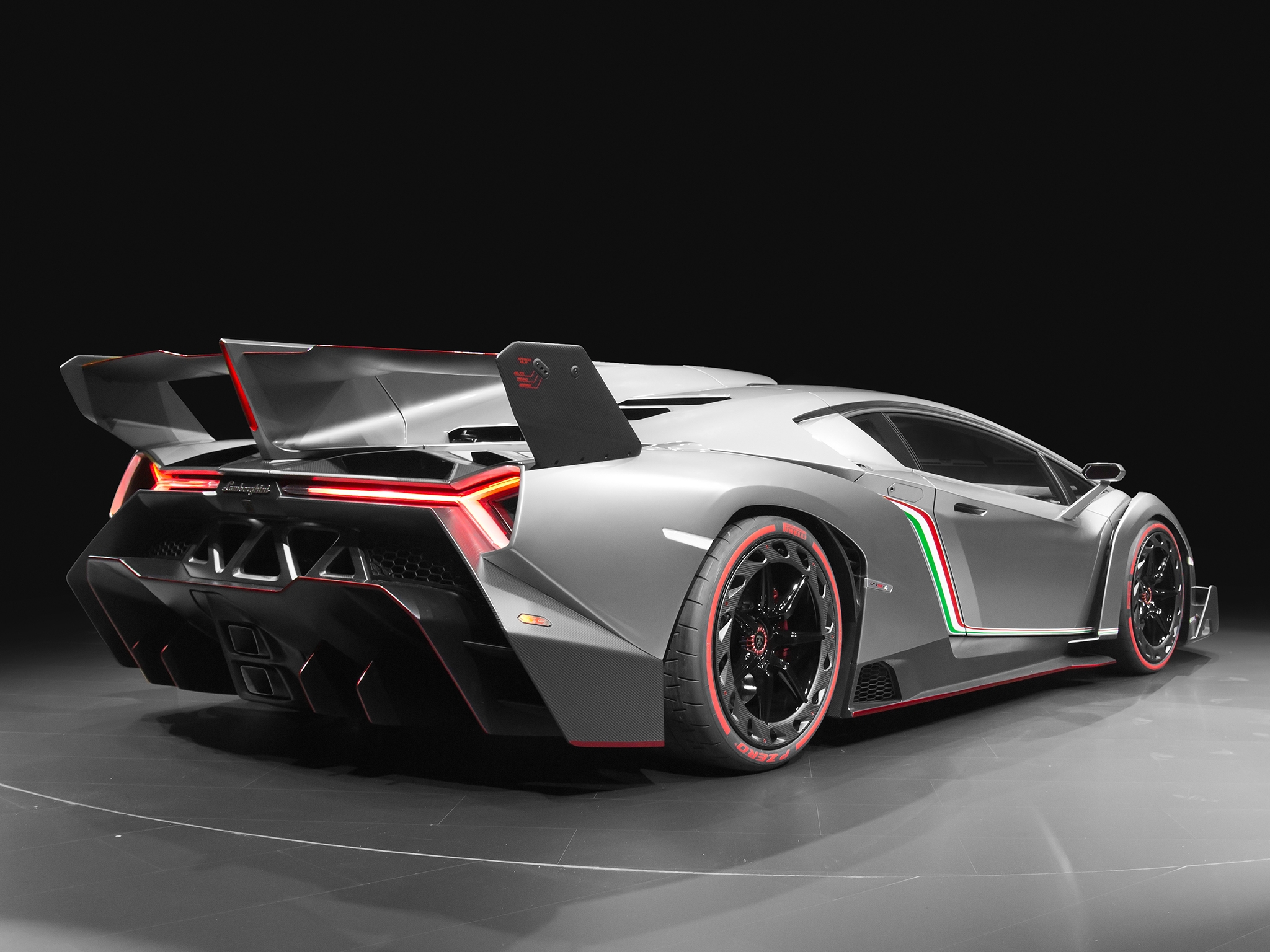 Lamborghini Veneno with a big spoiler.