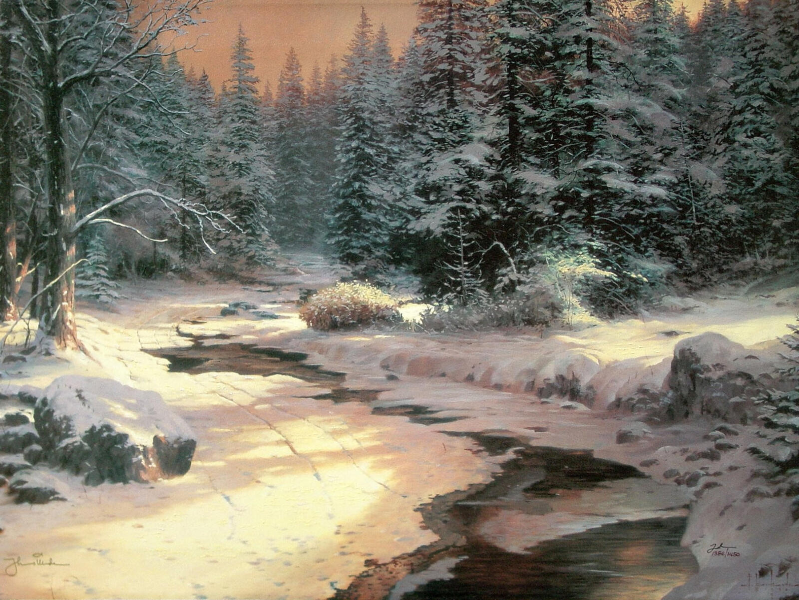 Бесплатное фото Снежные берега у реки в лесу