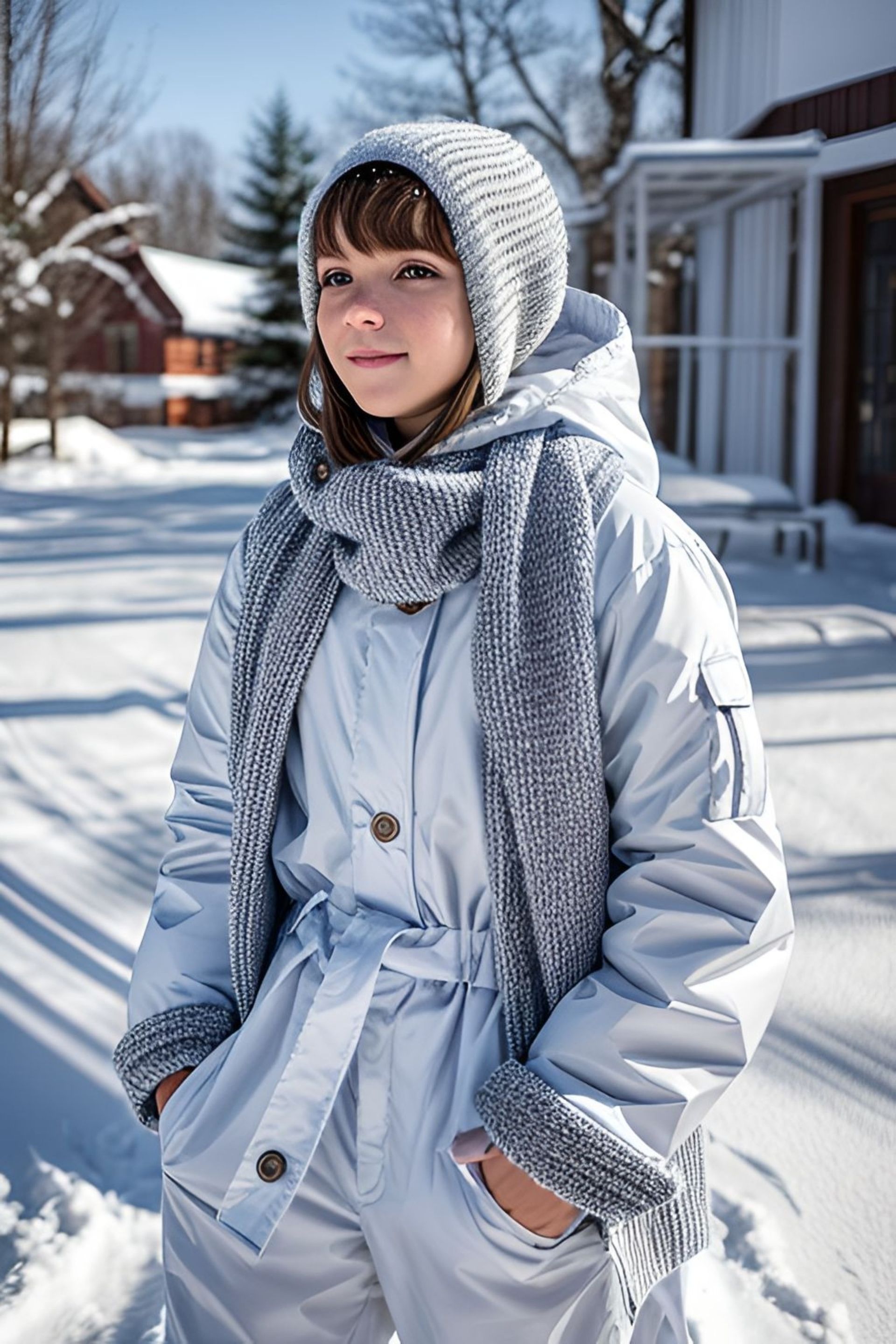 A girl in a winter suit