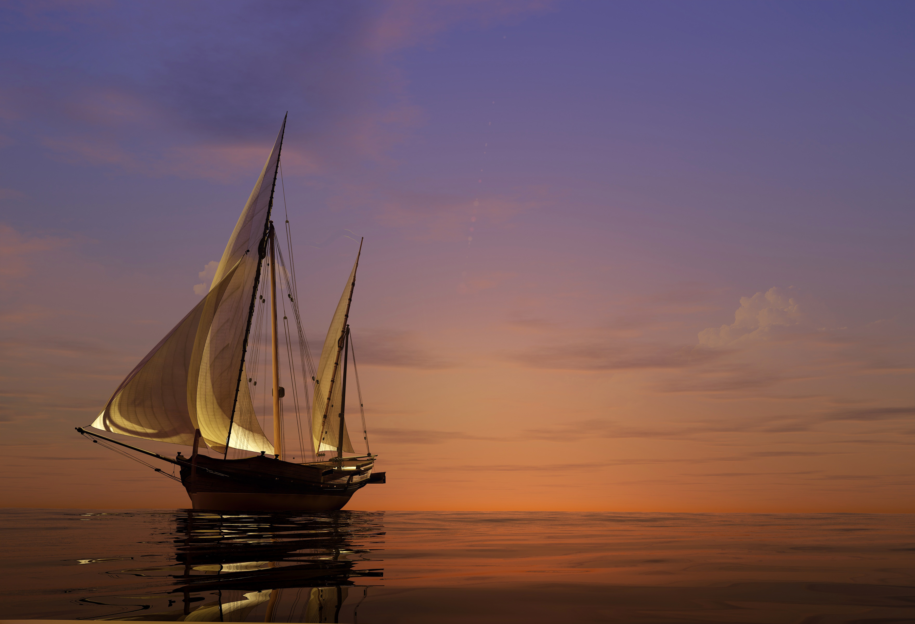 Wallpapers sail boat sea on the desktop