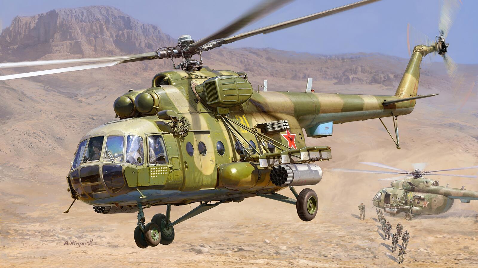 Бесплатное фото Рисунок вертолета ми-8
