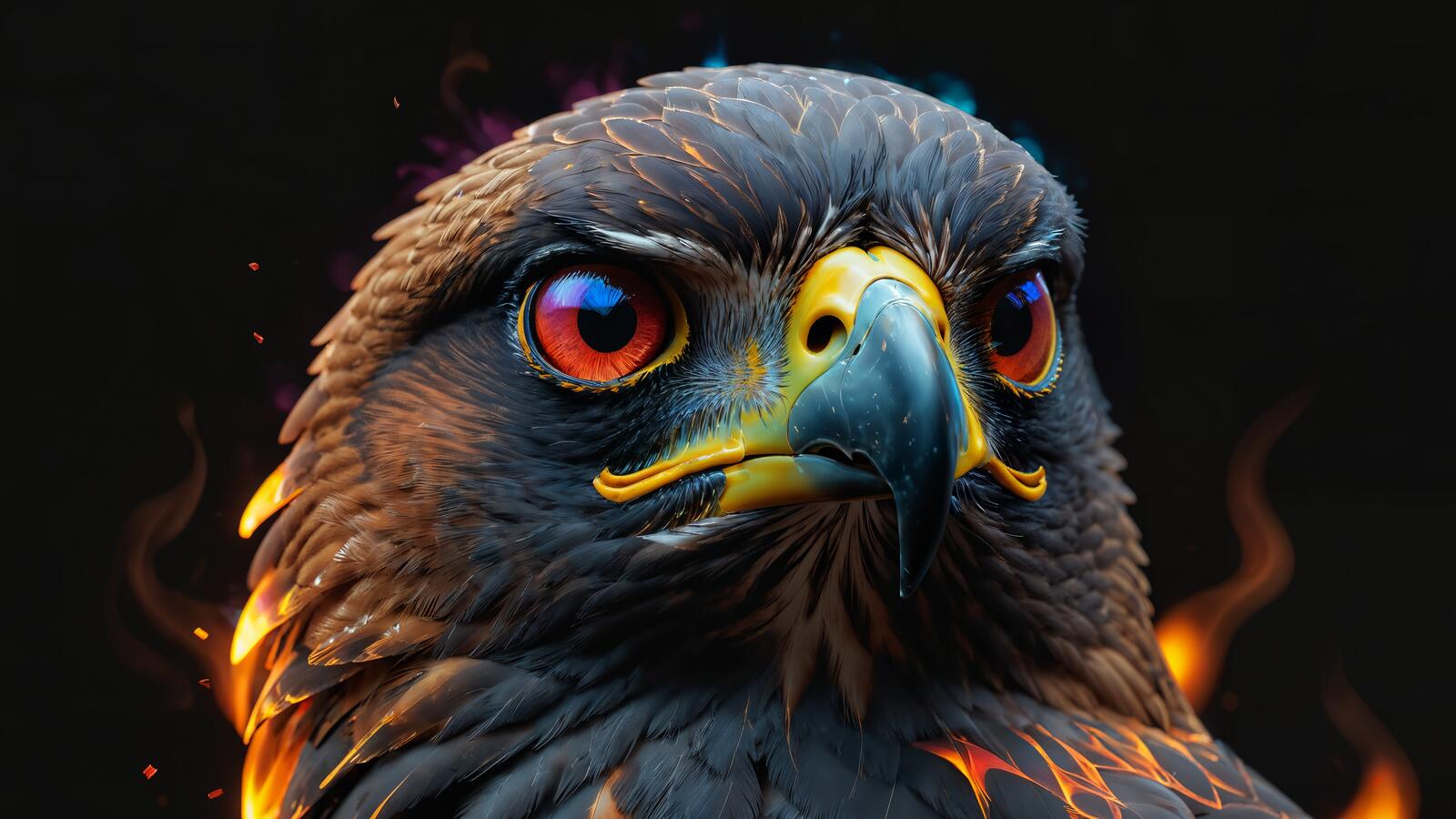 Бесплатное фото Пламенный орел наблюдает за чем-то