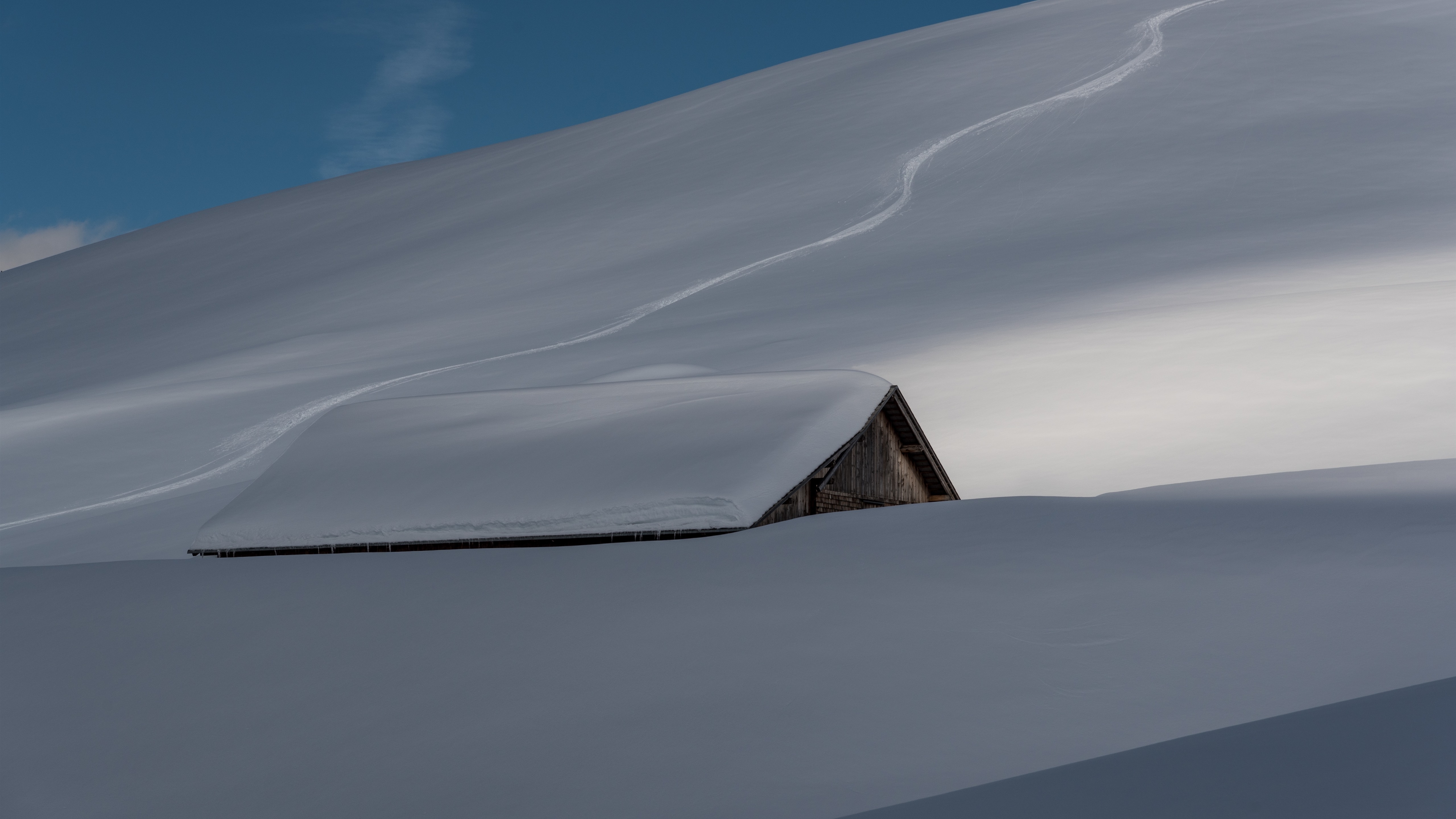 Photo free wallpaper house, heavy snow, winter