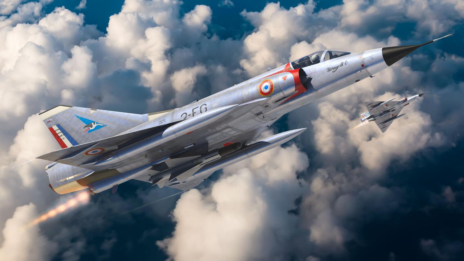Free photo The dassault mirage lll fighter in the sky