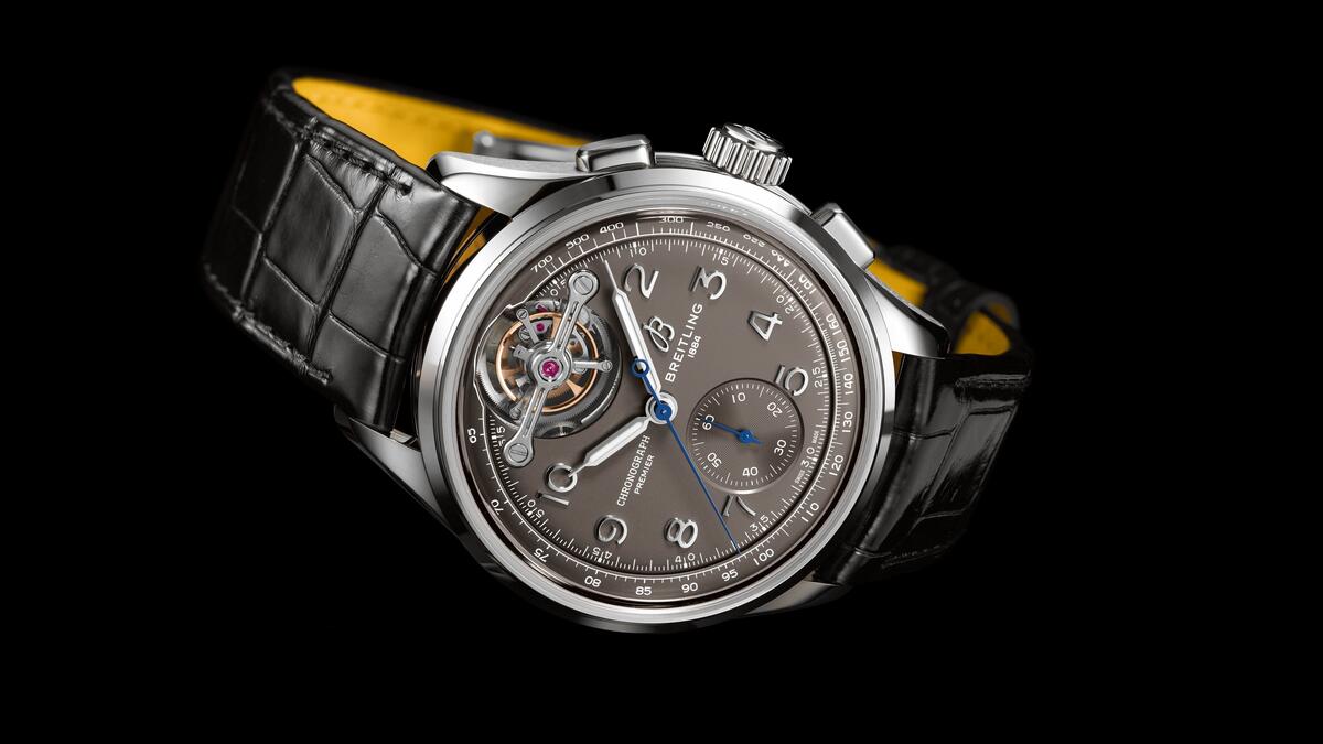 Swiss Breitling watches on a dark background