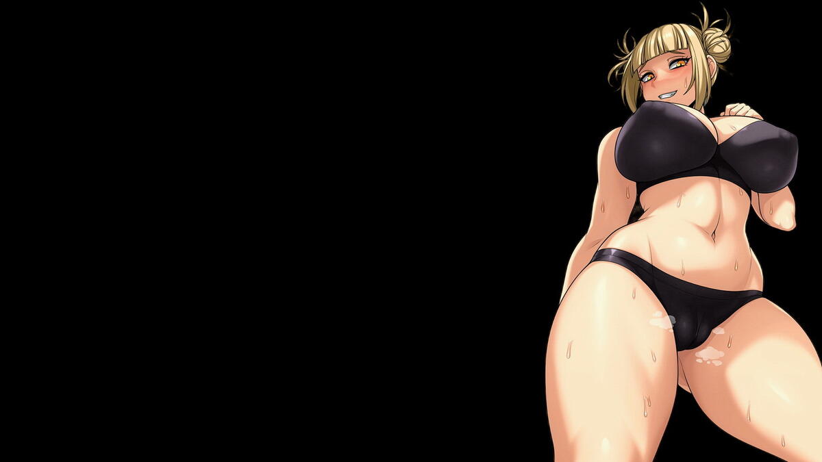 Drawing of Himiko Standing Then in a swimsuit on a black background
