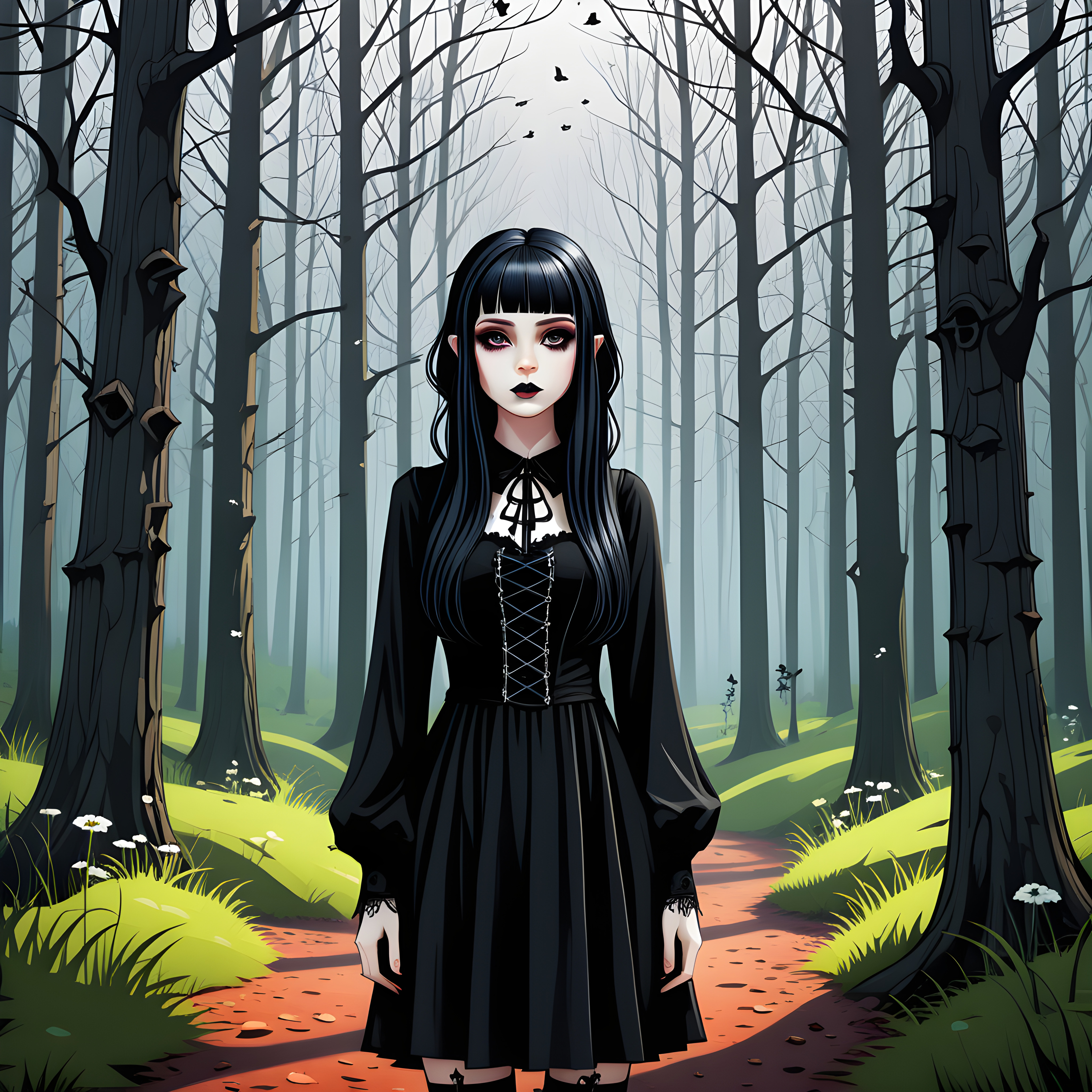 Free photo Goth girl in the woods