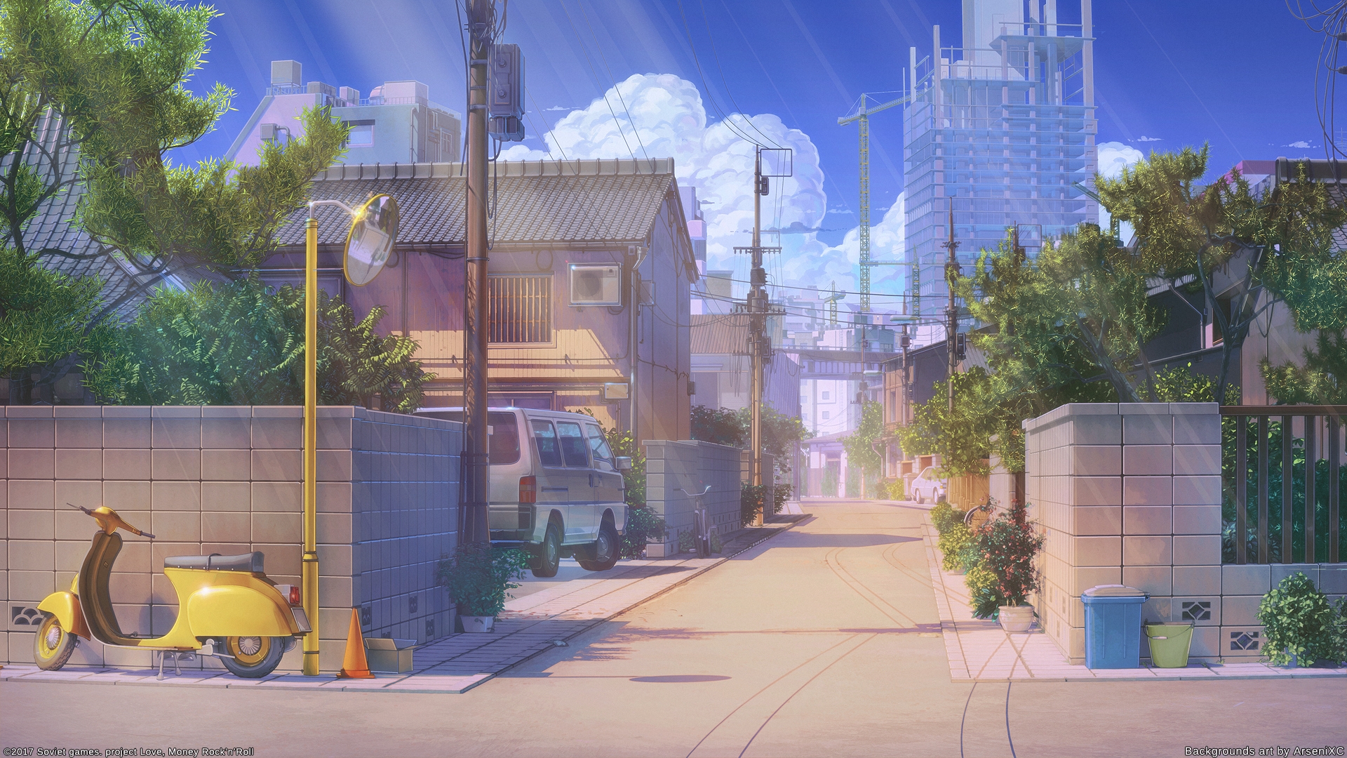 Фото бесплатно обои улица аниме, живописный, здания