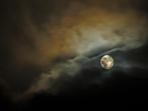 The dark moon in the sky
