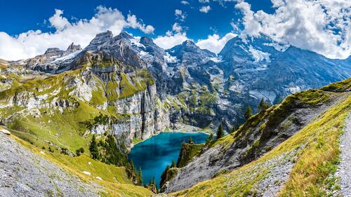 Blue Lake in the Swiss Mountains