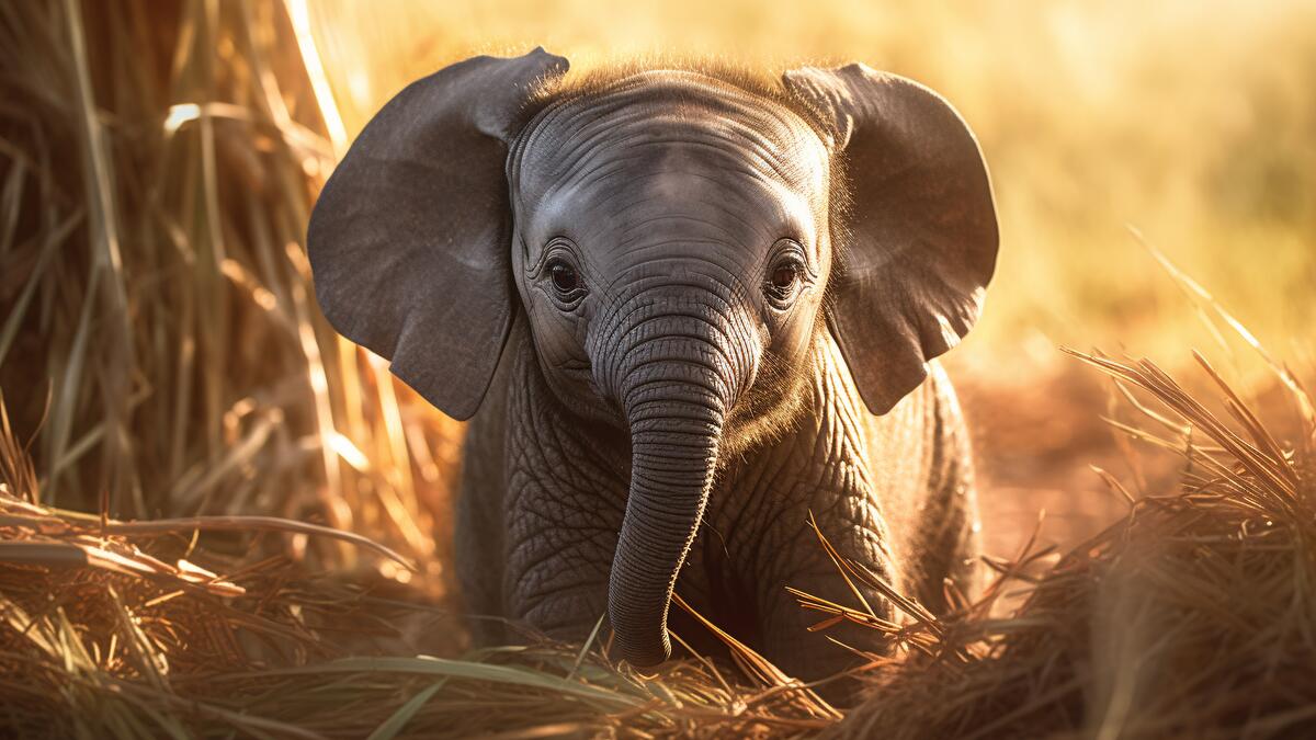 Painted baby elephant