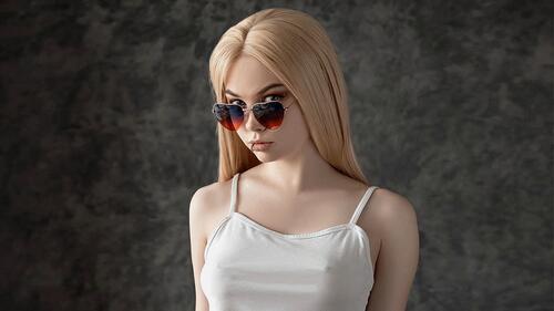 Портрет блондинка в очках