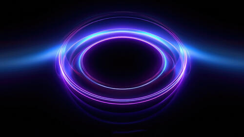 Neon rings on black background