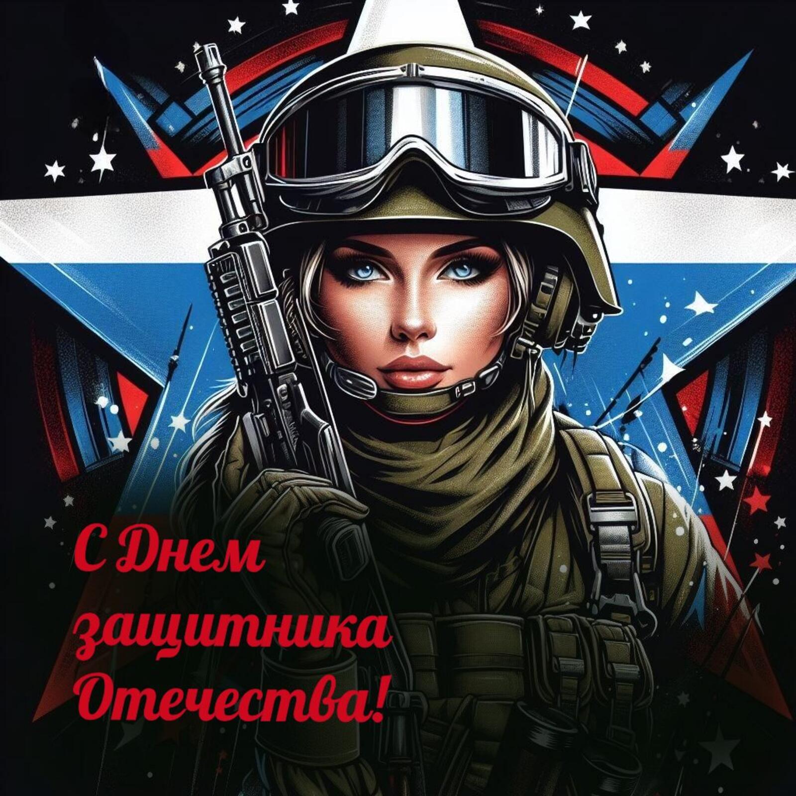 On February 23rd, the girl soldier congratulates all men
