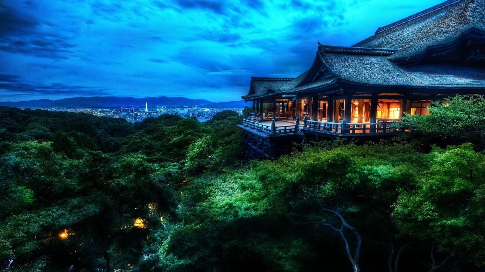 Бесплатное фото Дом в гуще японского леса