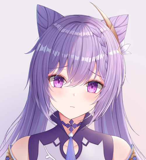 Anime girl with purple eyes and purple hair