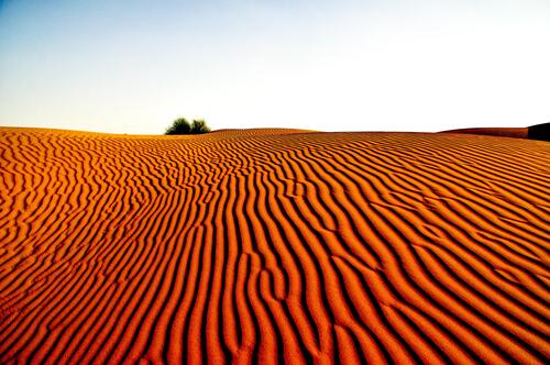 Ветер нарисовал красивый рельеф на песке в пустыне