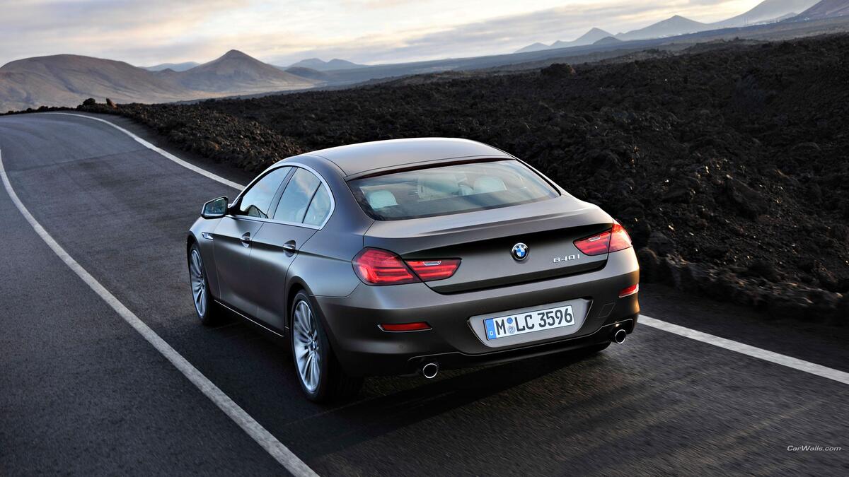 BMW 6 gray coupe.