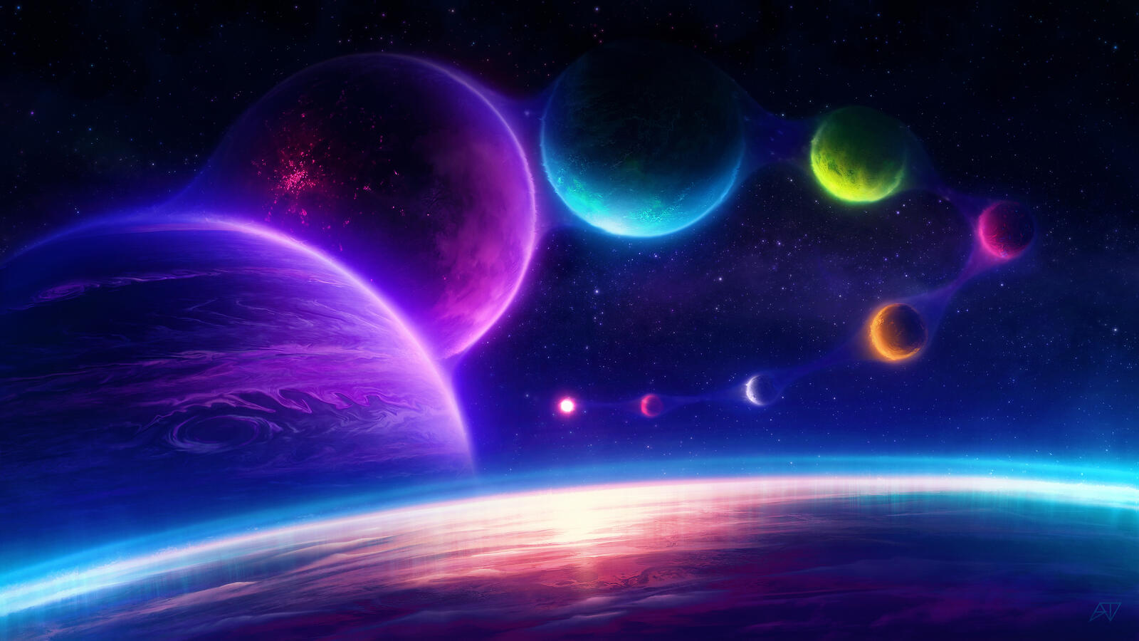 Free photo Colorful fantasy planets