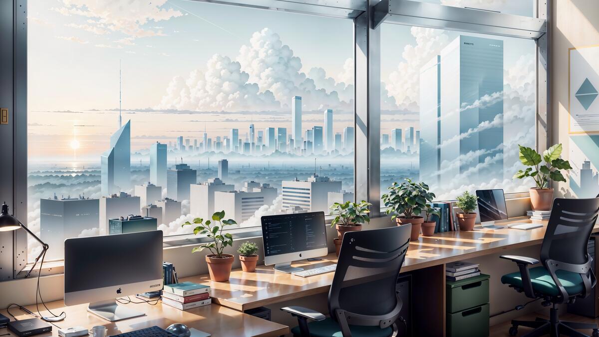 Современный офис в небоскребе