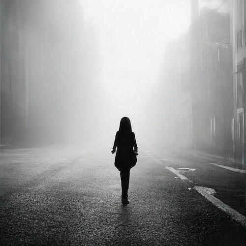 Девушка идущая по темной улице