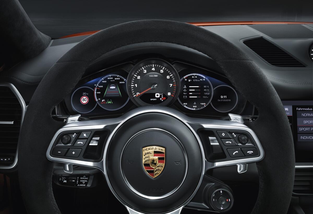 Porsche Cayenne Coupe interior from the driver`s seat