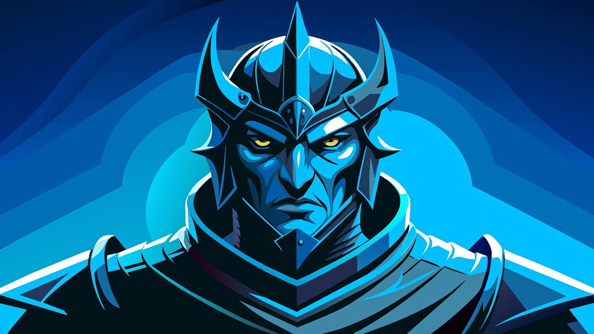 Портрет злого короля на синем фоне