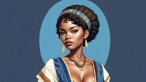 Портрет чернокожей женщины на сером фоне