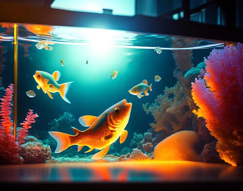 An aquarium with beautiful fish