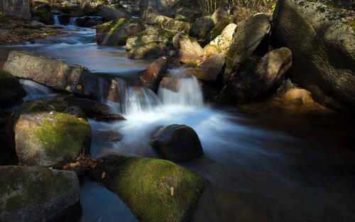 A stream of water among the rocks