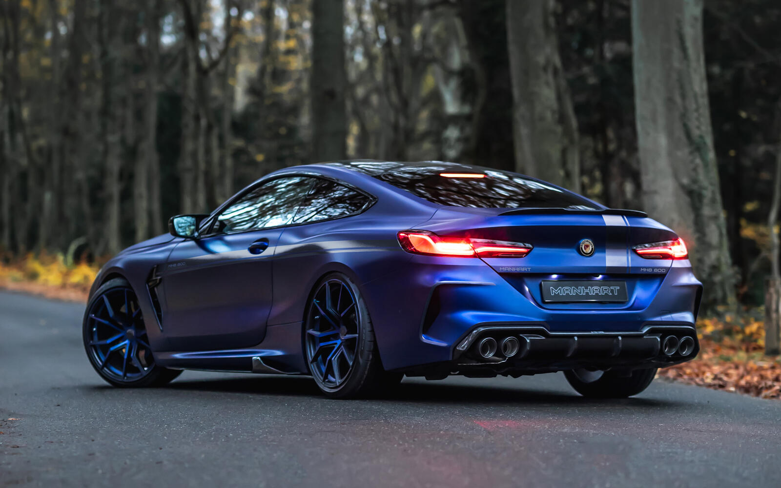 Free photo Blue BMW 8 Series Manhart by the Autumn Forest