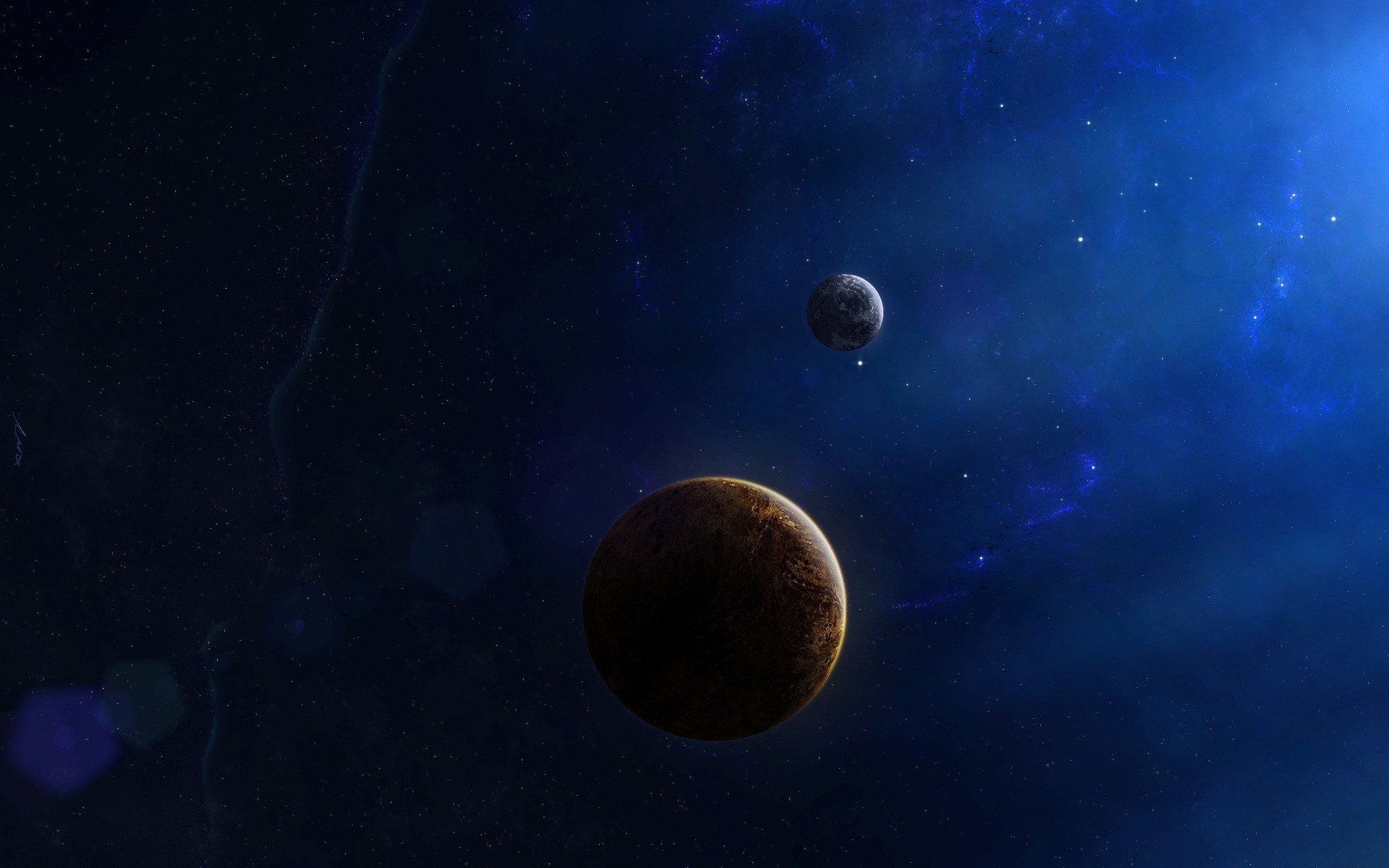 Бесплатное фото Космические планеты на синем фоне