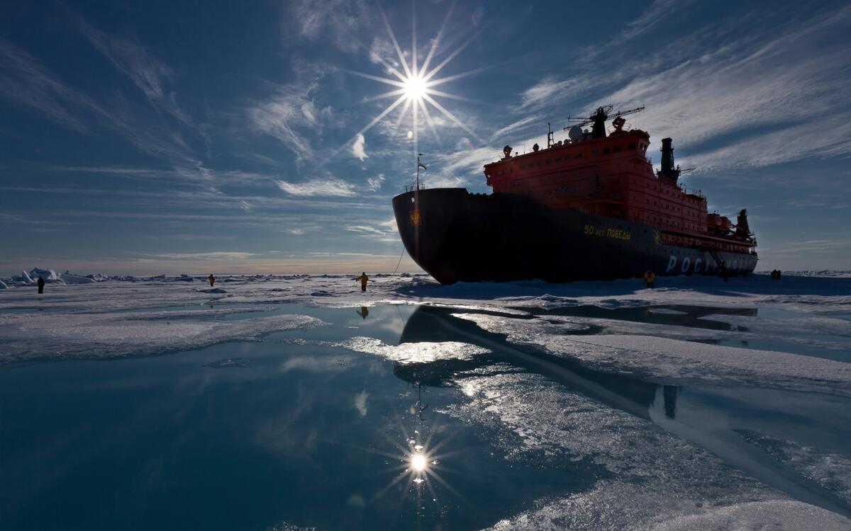 A big icebreaker in the Arctic