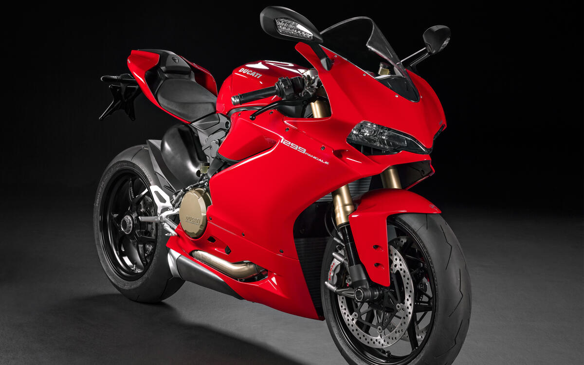 Ducati sports red motorcycle on a dark background
