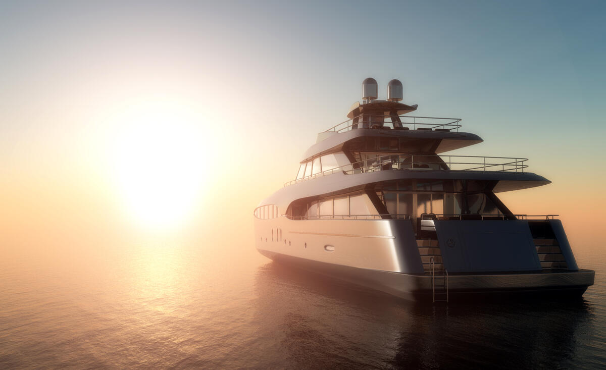 A beautiful yacht at sunset