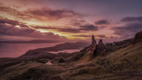 Sunset on the Isle of Skye in Scotland