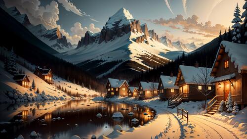 В альпийской деревне наступила зима