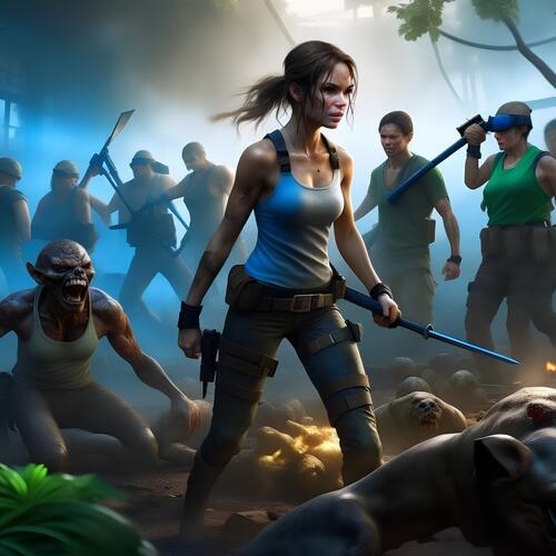 Lara Croft vs zombie