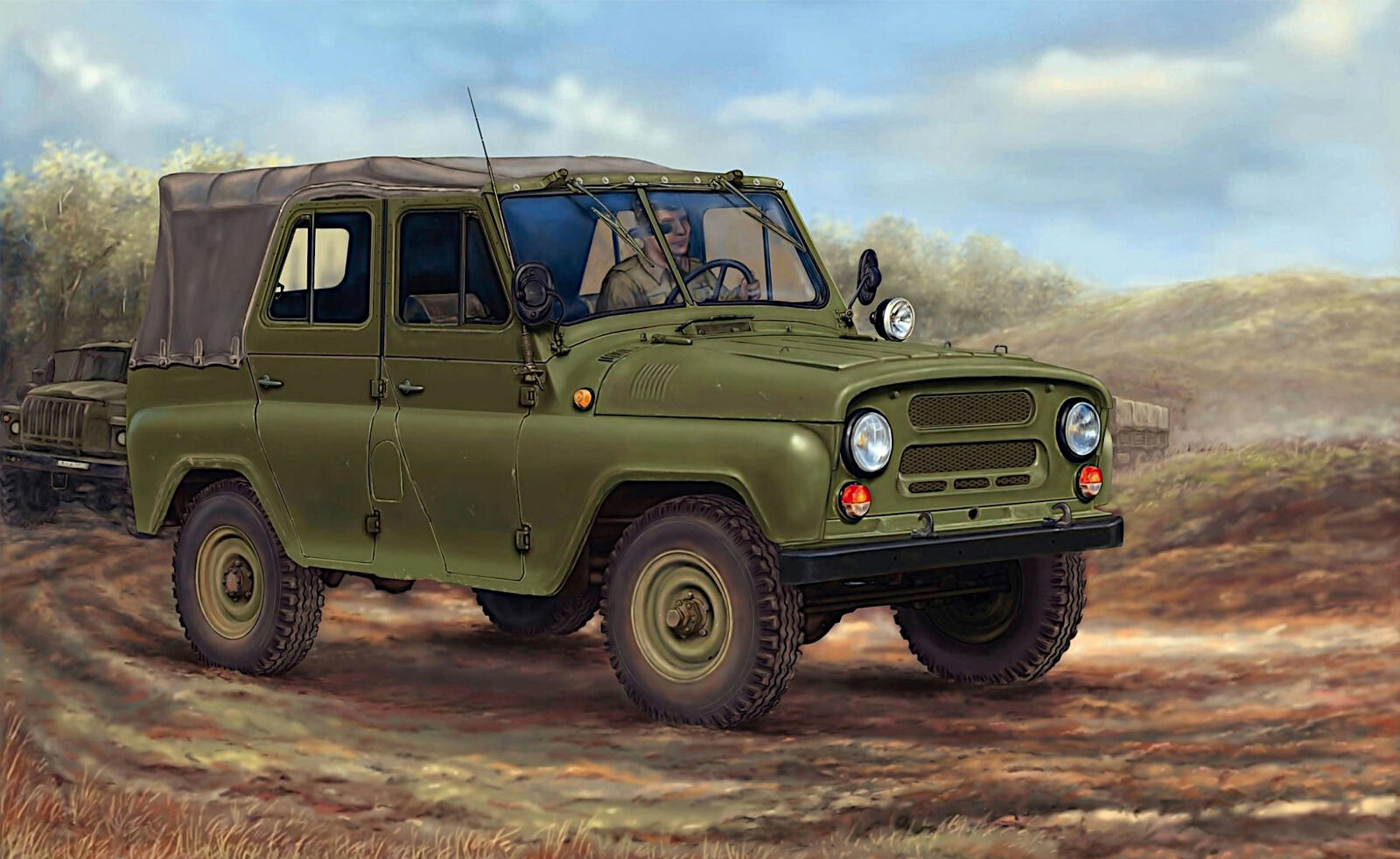 Бесплатное фото Рисунок военного УАЗ-469