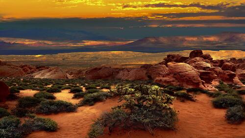 Красочная пустыня Невада в США