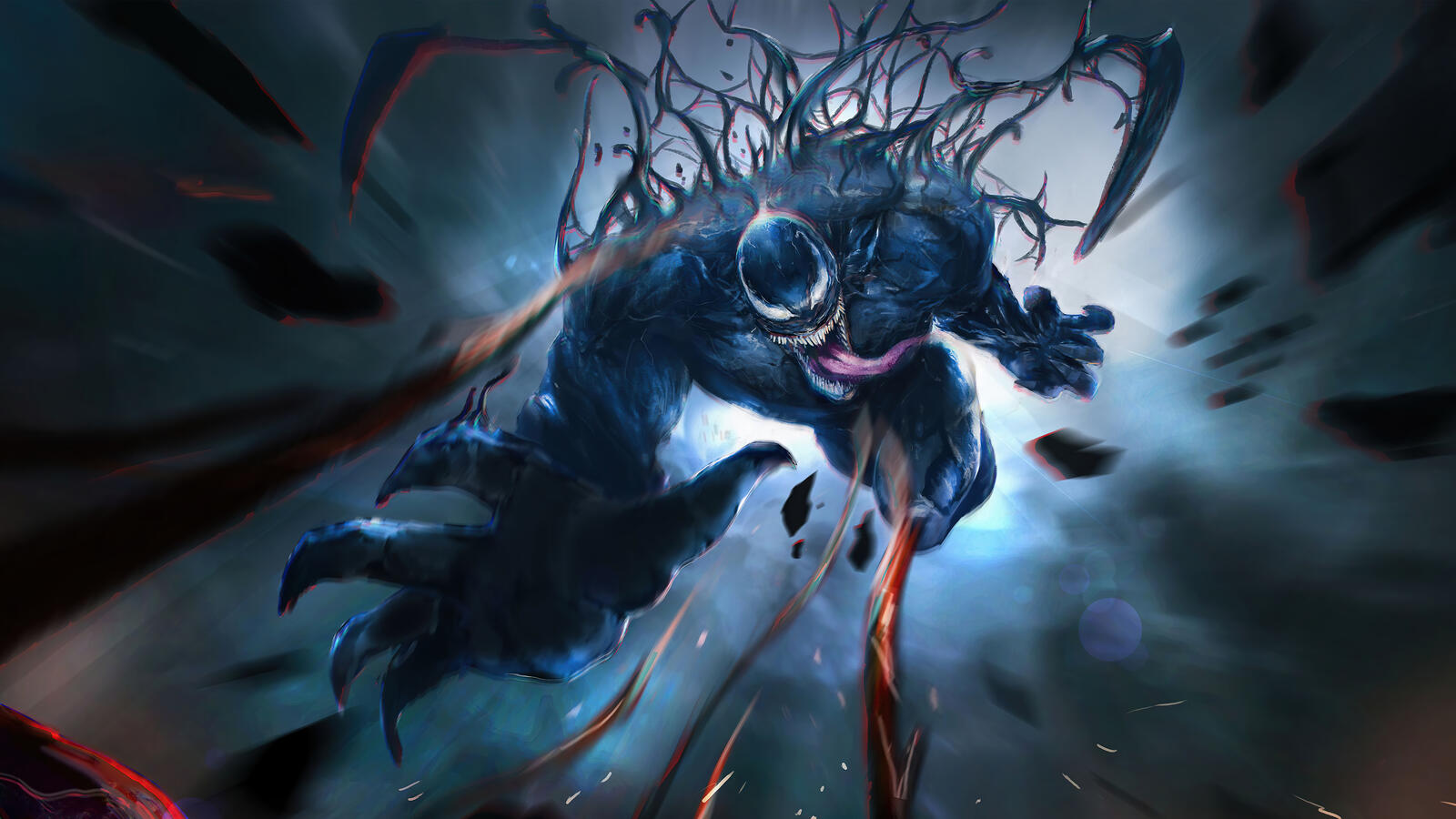 Wallpapers Venom fall claws on the desktop