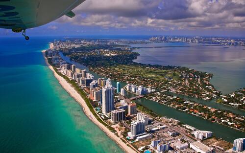 A view of Miami from an airplane