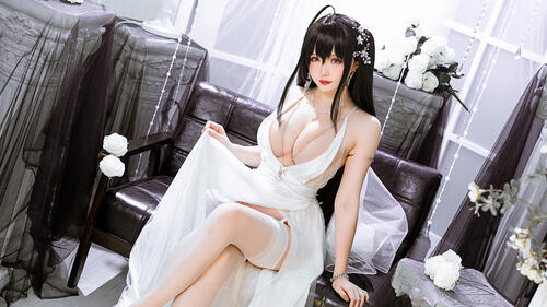 Asian girl in a wedding dress