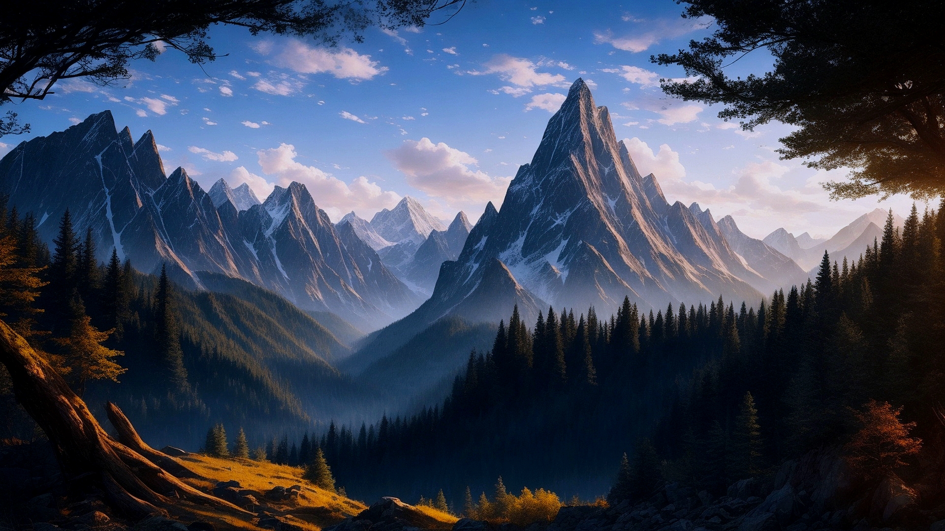 High mountains and forest landscape